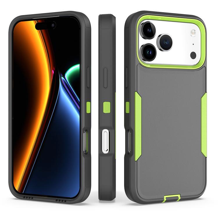 

For iPhone 17 Pro Max 2 in 1 PC Hybrid TPU Phone Case(Gray+Fluorescent Green)