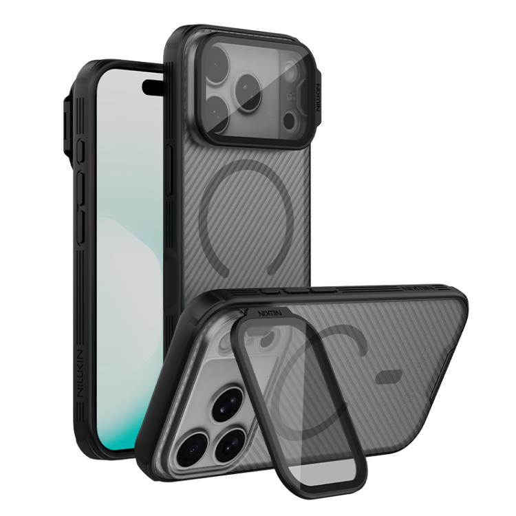 For iPhone 18 Pro NILLKIN CamShield Prop Transparent Mirror Cover MagSafe Magnetic Translucent PC Phone Case(Black)
