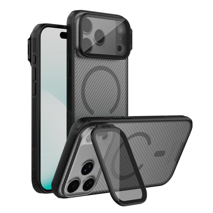 For iPhone 18 Pro Max NILLKIN CamShield Prop Transparent Mirror Cover MagSafe Magnetic Translucent PC Phone Case(Black)