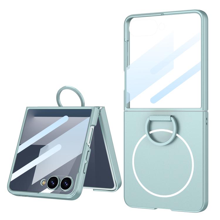 

For Samsung Galaxy Z Flip7 5G GKK MagSafe Magnetic Thin Ring Ultra-thin Ring Holder Phone Case(Frost Green)