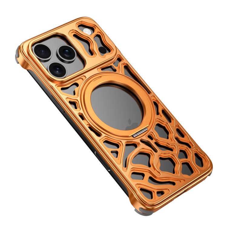 

For iPhone 17 Pro Max Yunyan Series Alloy Rotating Holder MagSafe Half Frame Phone Case(Orange)