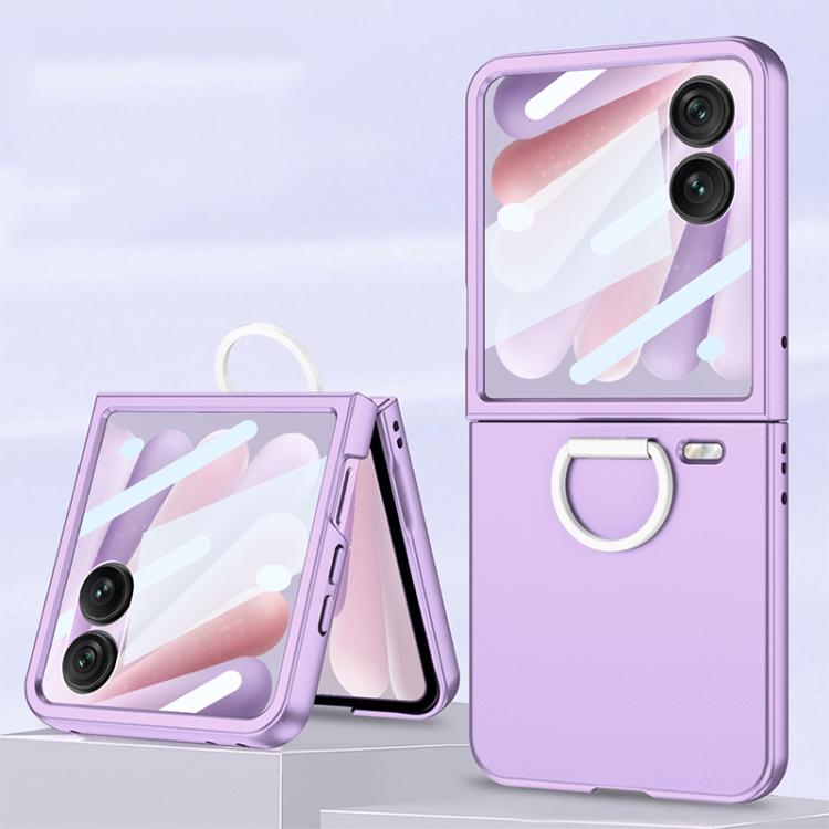 

For Honor Magic V Flip 2 GKK Integrated Ultra-thin Ring D Buckle Phone Case(Purple)
