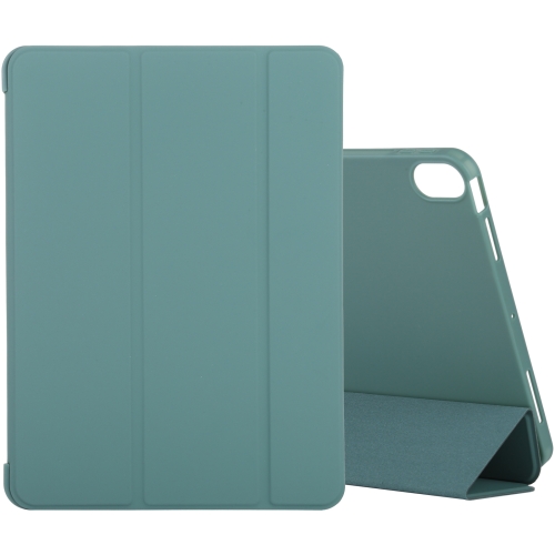 

For iPad Air 2022 / 2020 10.9 Silicone 3-Folding Full Coverage Leather Case(Light Green)