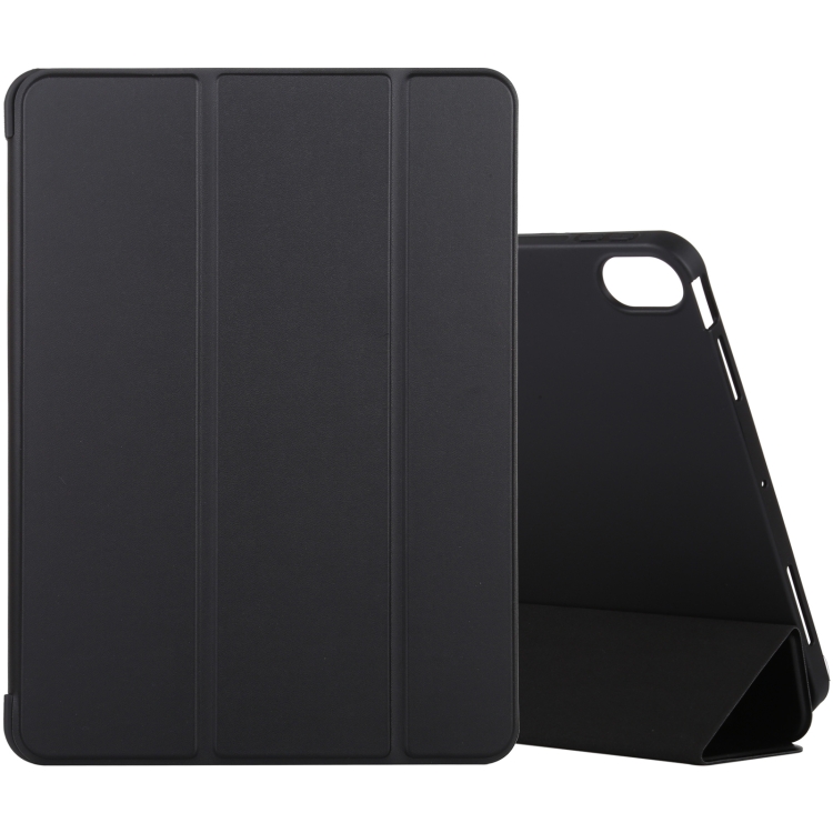 

For iPad Air 2022 / 2020 10.9 Silicone 3-Folding Full Coverage Leather Case(Black)