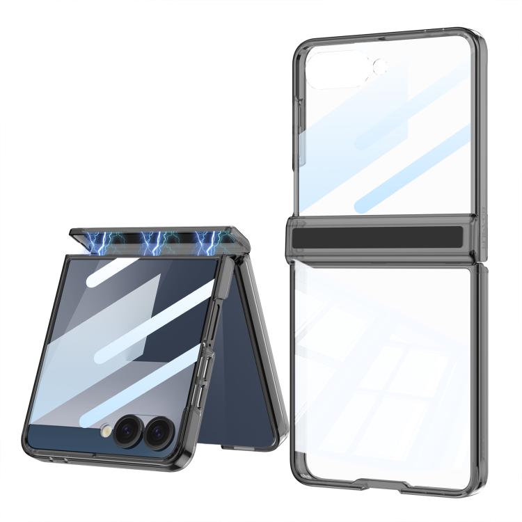 

For Samsung Galaxy Z Flip7 5G GKK Integrated Magnetic Hinge Folding Airbag Phone Case(Transparent Black)