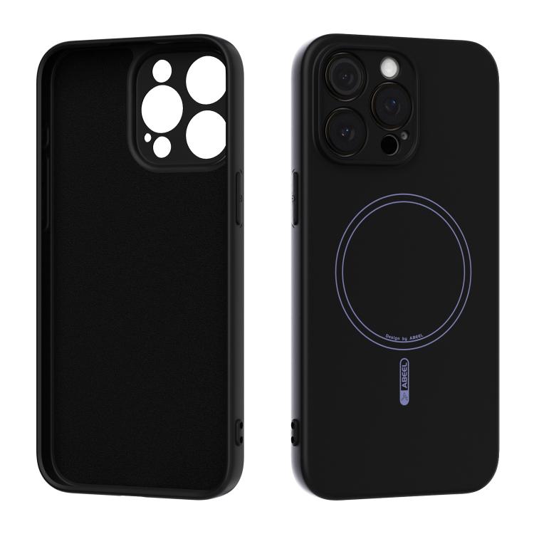

For iPhone 14 Pro Max ABEEL Skin-friendly Feel Magsafe Liquid Silicone Phone Case(Black)