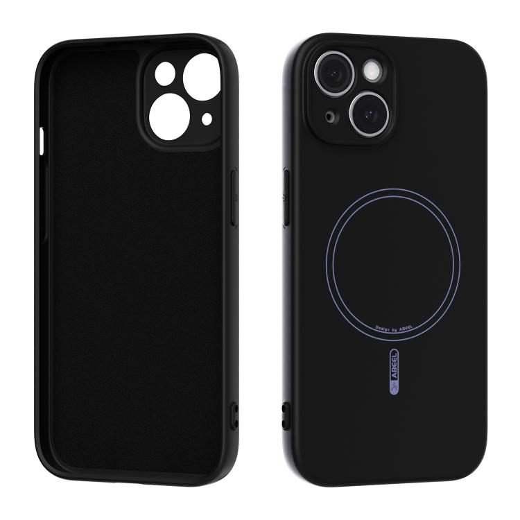 

For iPhone 15 ABEEL Skin-friendly Feel Magsafe Liquid Silicone Phone Case(Black)