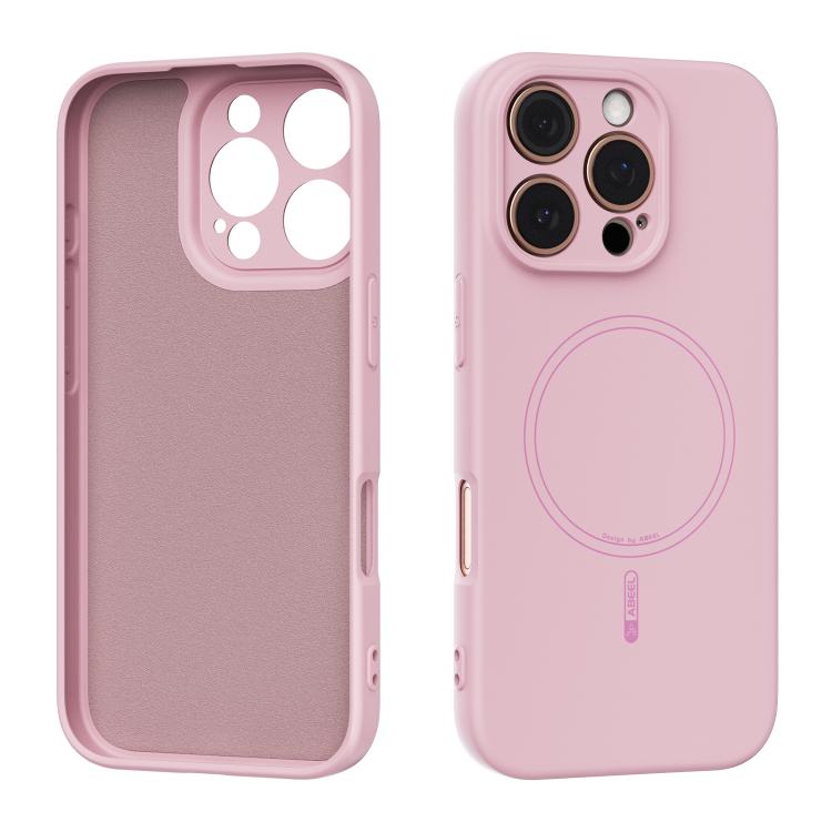 

For iPhone 16 Pro ABEEL Skin-friendly Feel Magsafe Liquid Silicone Phone Case(Pink)