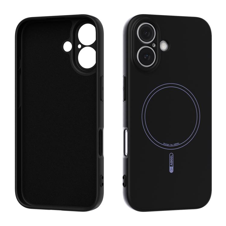 

For iPhone 16 ABEEL Skin-friendly Feel Magsafe Liquid Silicone Phone Case(Black)