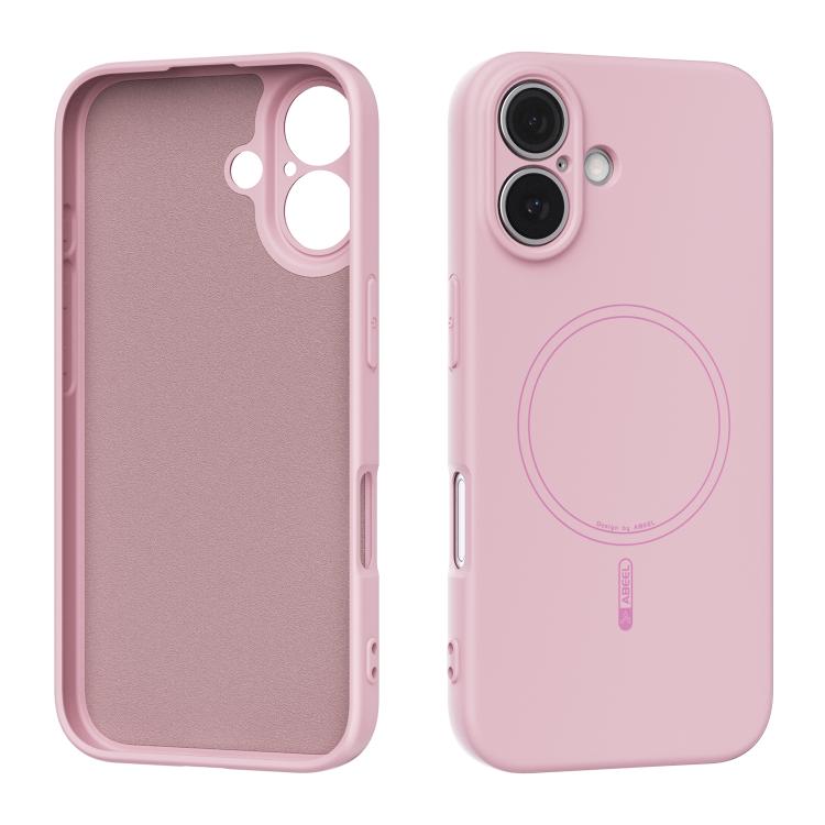

For iPhone 16 ABEEL Skin-friendly Feel Magsafe Liquid Silicone Phone Case(Pink)