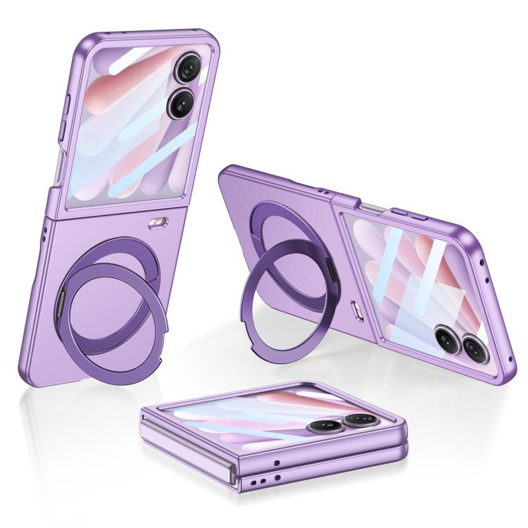 

For Honor Magic V Flip 2 GKK Integrated Ultra-thin Full Coverage Phone Case with Magnetic Rotating Bracket(Purple)