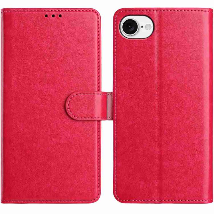 

For iPhone 16e Lambskin 8-card Slot Leather Phone Case(Rose Red)