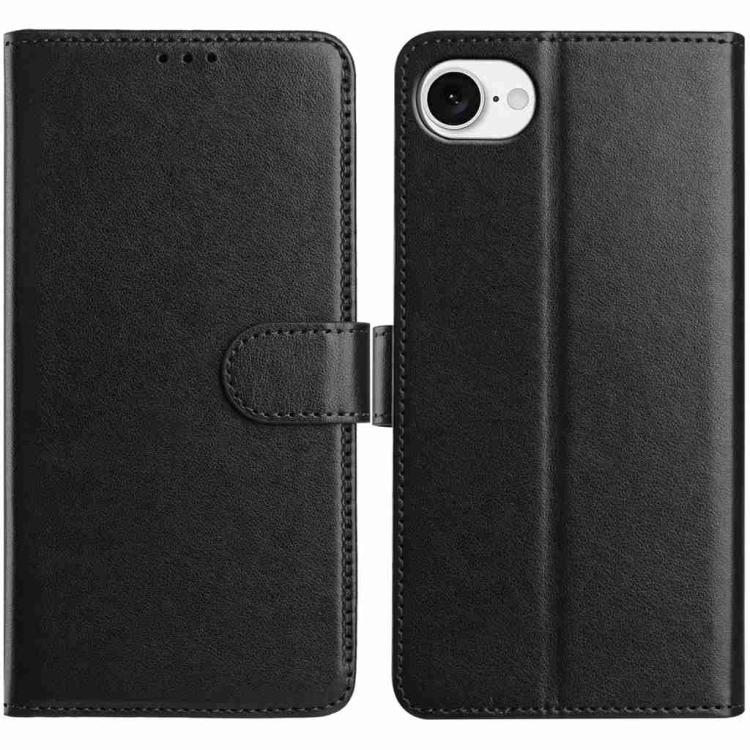 

For iPhone 16e Lambskin 8-card Slot Leather Phone Case(Black)