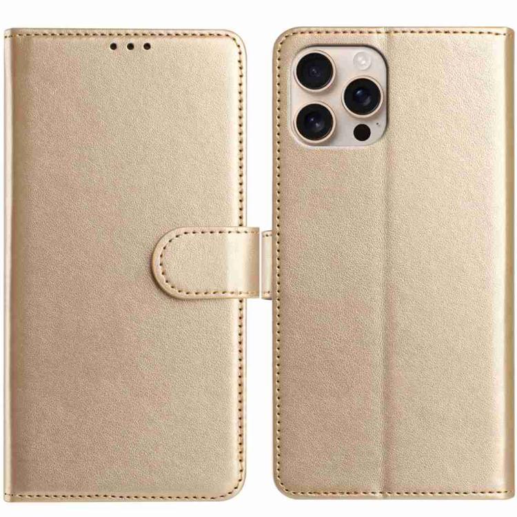 For iPhone 16 Pro Max Lambskin 8-card Slot Leather Phone Case(Gold)