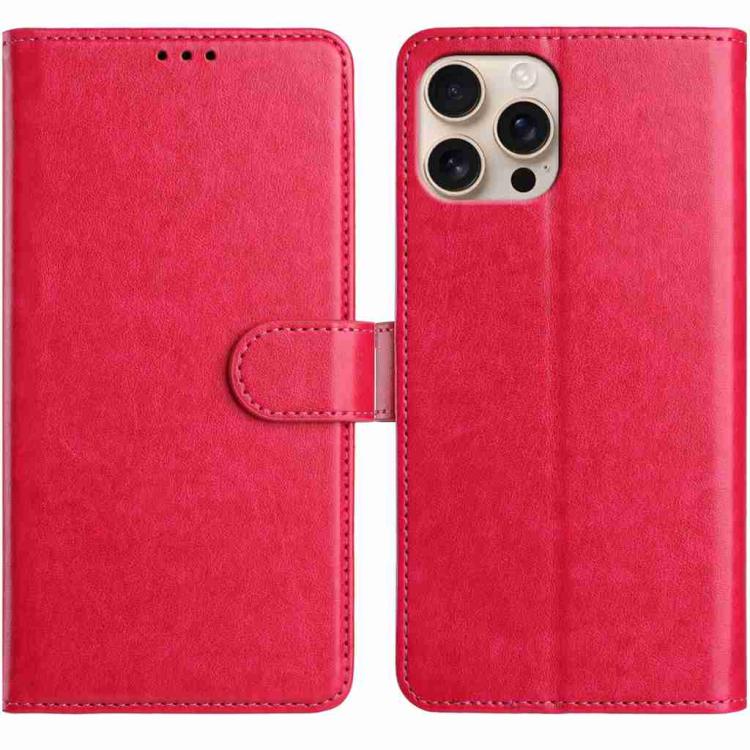 For iPhone 16 Pro Lambskin 8-card Slot Leather Phone Case(Rose Red)