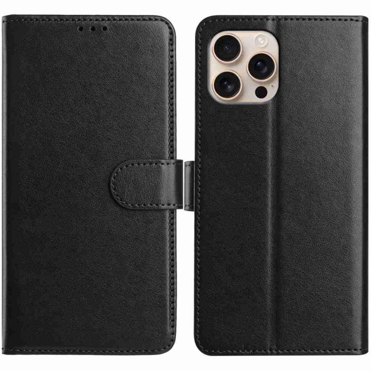 

For iPhone 16 Pro Lambskin 8-card Slot Leather Phone Case(Black)