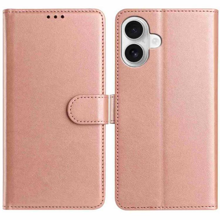 

For iPhone 16 Plus Lambskin 8-card Slot Leather Phone Case(Rose Gold)