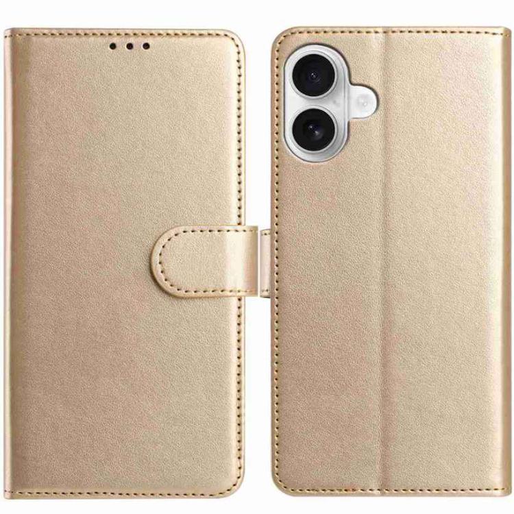 

For iPhone 16 Plus Lambskin 8-card Slot Leather Phone Case(Gold)