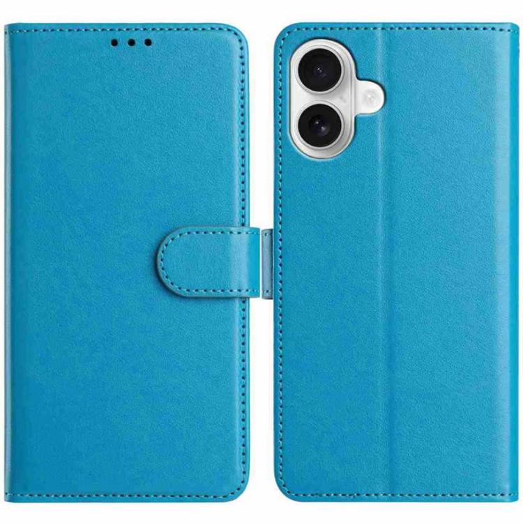 

For iPhone 16 Plus Lambskin 8-card Slot Leather Phone Case(Light Blue)