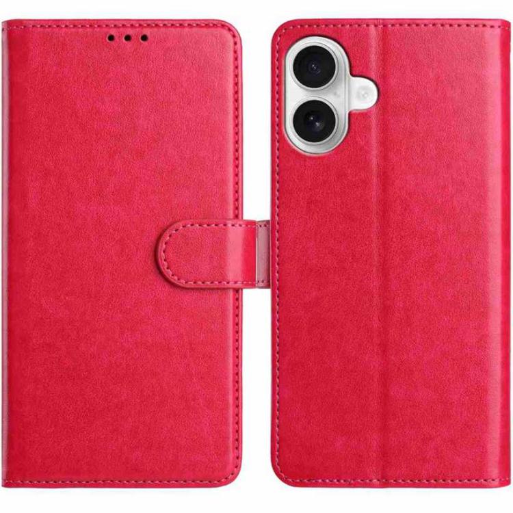 For iPhone 16 Lambskin 8-card Slot Leather Phone Case(Rose Red)