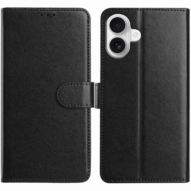 

For iPhone 16 Lambskin 8-card Slot Leather Phone Case(Black)