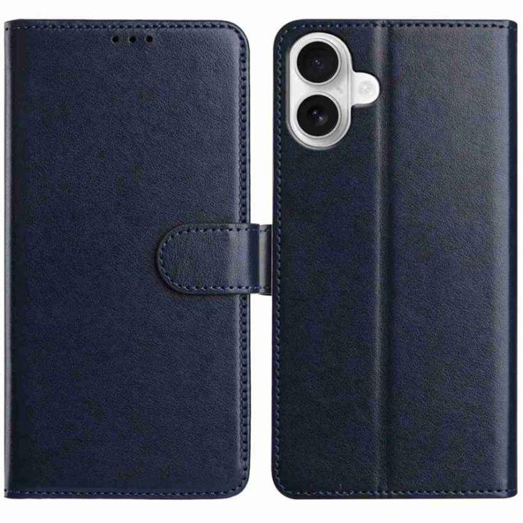 

For iPhone 16 Lambskin 8-card Slot Leather Phone Case(Dark Blue)