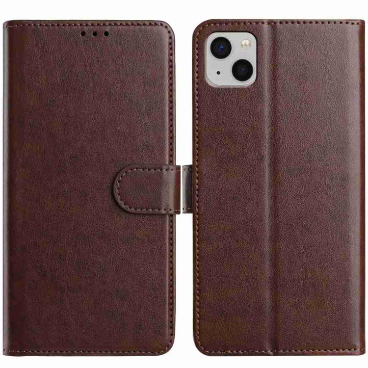 For iPhone 14 Plus Lambskin 8-card Slot Leather Phone Case(Brown)