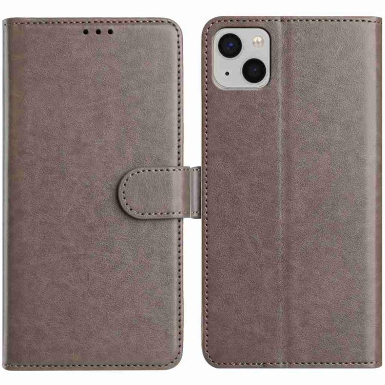 

For iPhone 14 Plus Lambskin 8-card Slot Leather Phone Case(Grey)