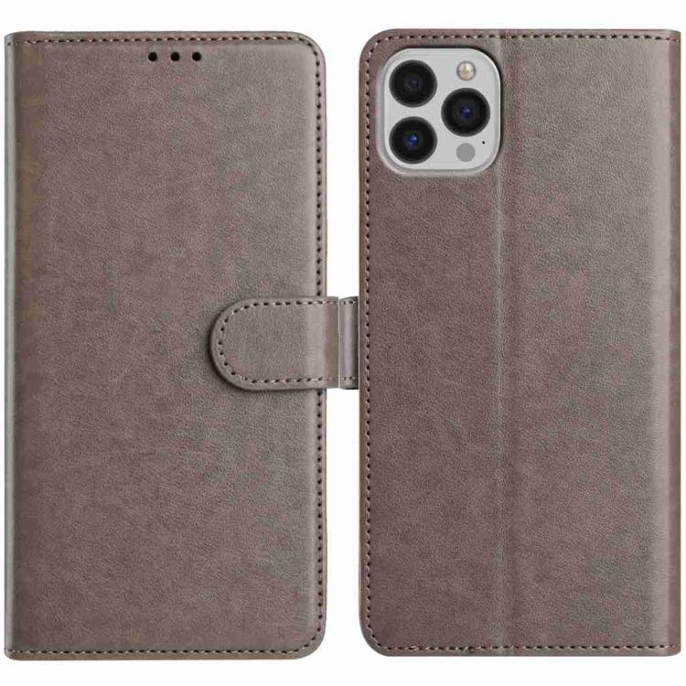 

For iPhone 14 Pro Max Lambskin 8-card Slot Leather Phone Case(Grey)