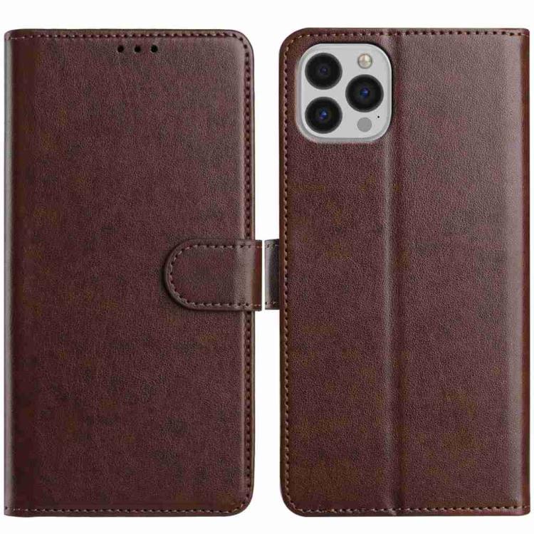 For iPhone 13 Pro Lambskin 8-card Slot Leather Phone Case(Brown)