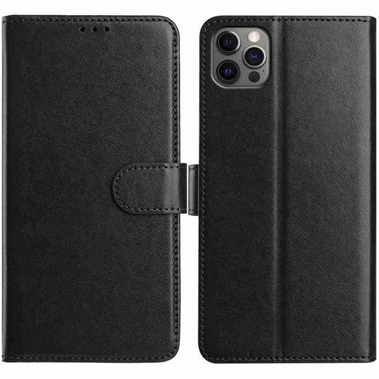 

For iPhone 12 Pro Max Lambskin 8-card Slot Leather Phone Case(Black)