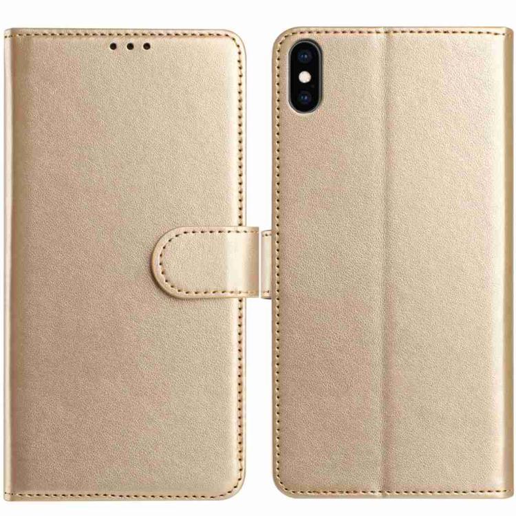 

For iPhone X / XS Lambskin 8-card Slot Leather Phone Case(Gold)