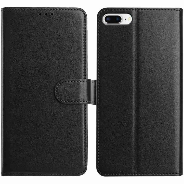 For iPhone 8 Plus / 7 Plus Lambskin 8-card Slot Leather Phone Case(Black)