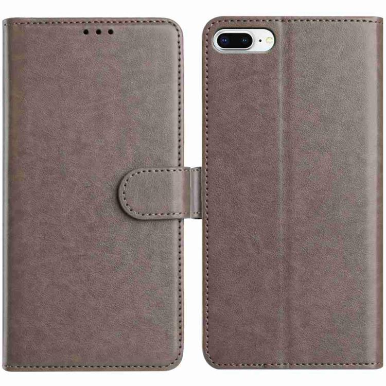 

For iPhone 8 Plus / 7 Plus Lambskin 8-card Slot Leather Phone Case(Grey)