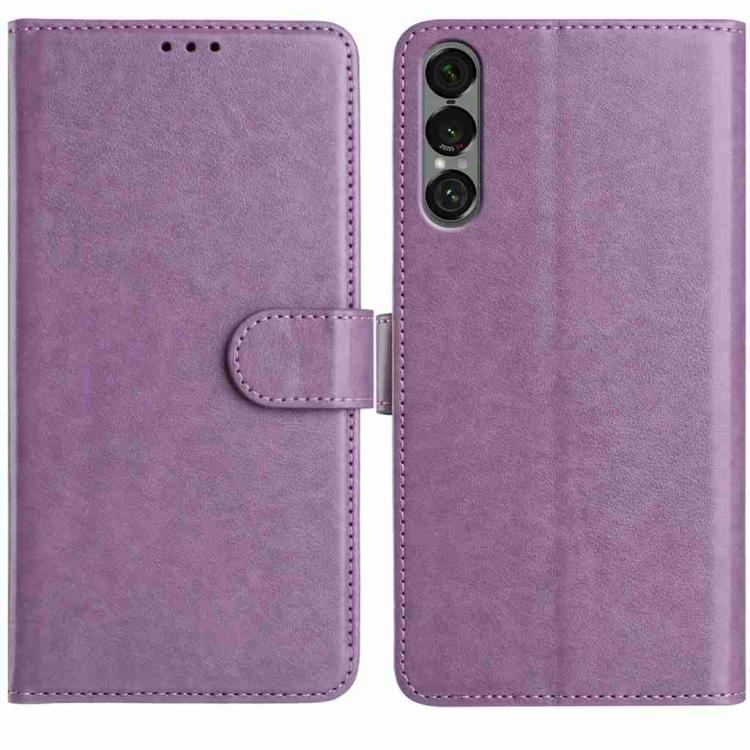 

For Sony Xperia 1 VII Lambskin 8-card Slot Leather Phone Case(Purple)