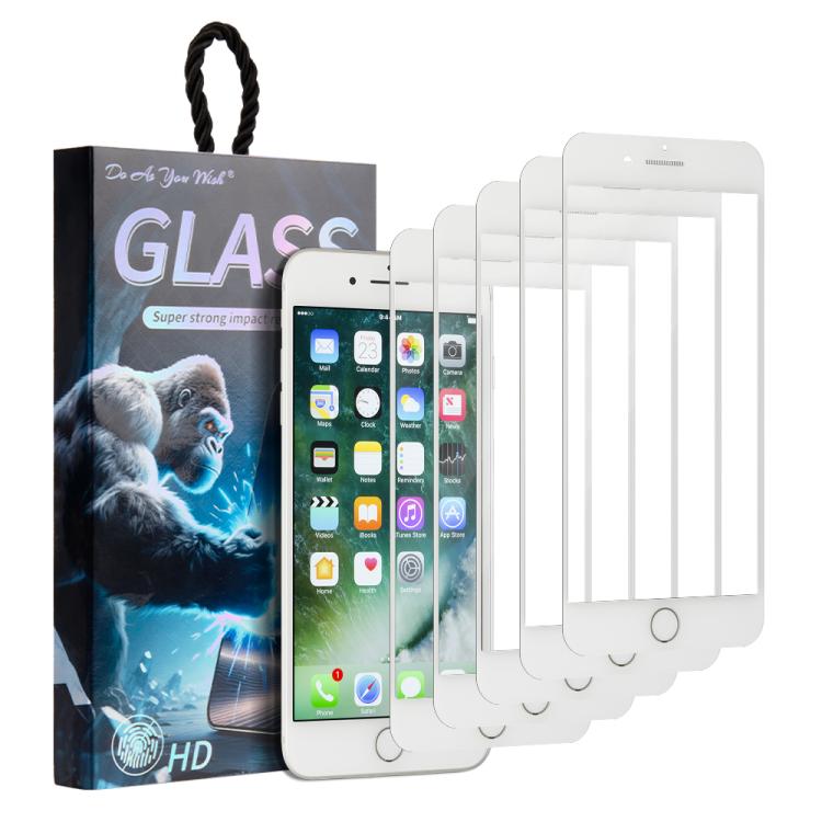 

For iPhone SE 2022 / SE 2020 / 8 / 7 5pcs / Pack Do As You Wish Silk Screen Printed HD Tempered Glass Film(White)