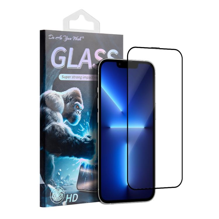 For iPhone 13 Pro / 13 Do As You Wish Silk Screen Printed HD Tempered Glass Film(Black)
