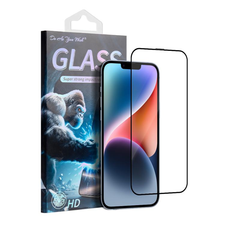 

For iPhone 14 Do As You Wish Silk Screen Printed HD Tempered Glass Film(Black)