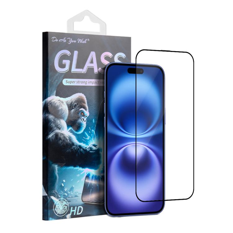 

For iPhone 16 Plus Do As You Wish Silk Screen Printed HD Tempered Glass Film(Black)