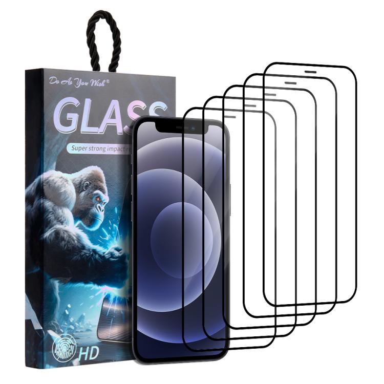 

For iPhone 12 mini 5pcs / Pack Do As You Wish Silk Screen Printed HD Tempered Glass Film(Black)