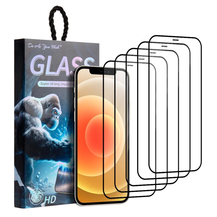 

For iPhone 12 Pro / 12 5pcs / Pack Do As You Wish Silk Screen Printed HD Tempered Glass Film(Black)