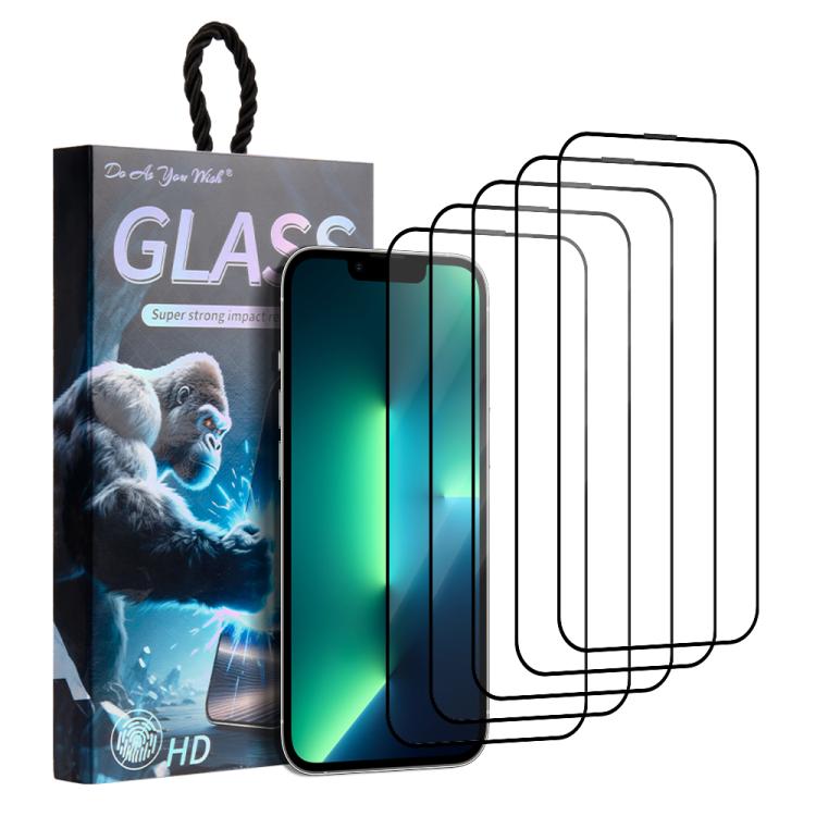 

For iPhone 13 Pro Max 5pcs / Pack Do As You Wish Silk Screen Printed HD Tempered Glass Film(Black)