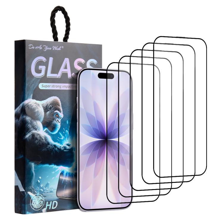 

For iPhone 17 5pcs / Pack Do As You Wish Silk Screen Printed HD Tempered Glass Film(Black)