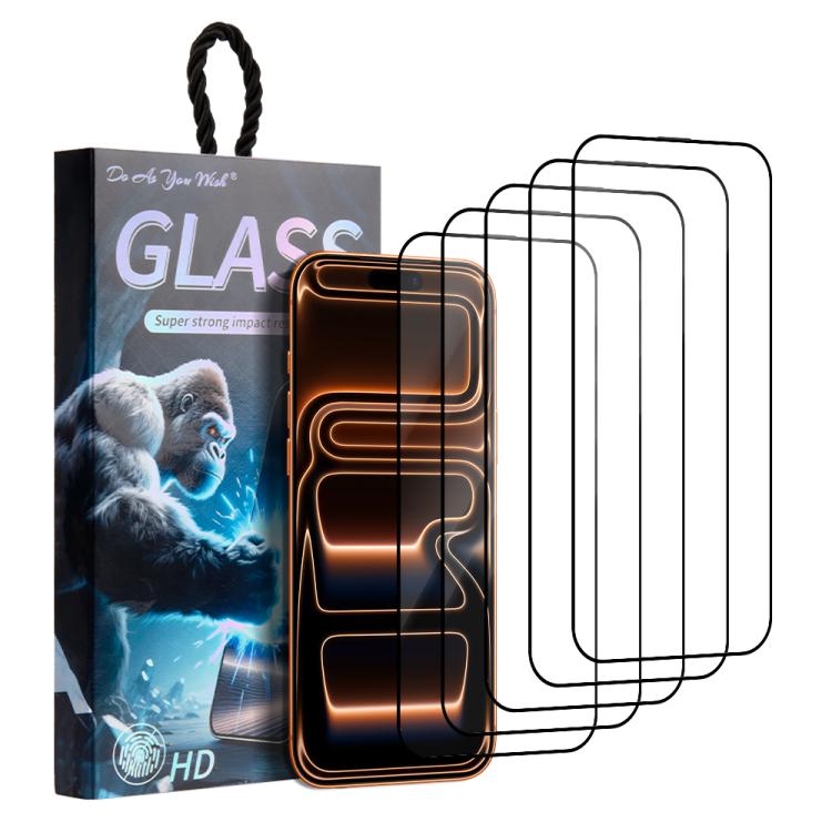 

For iPhone 17 Pro 5pcs / Pack Do As You Wish Silk Screen Printed HD Tempered Glass Film(Black)