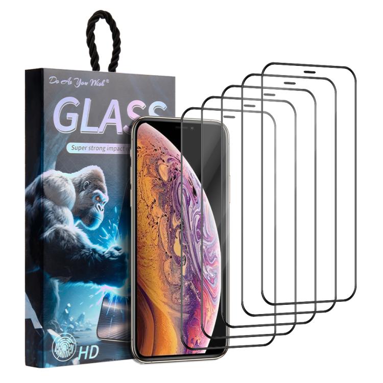 

For iPhone 11 Pro Max / XS Max 5pcs / Pack Do As You Wish Silk Screen Printed HD Tempered Glass Film(Black)