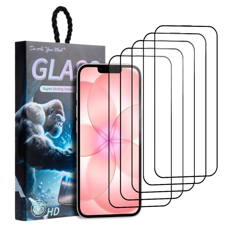 

For iPhone 17e / 16e 5pcs / Pack Do As You Wish Silk Screen Printed HD Tempered Glass Film(Black)