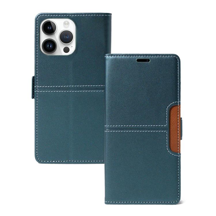 

For iPhone 12 Pro / 12 Magnetic Buckle Card Slot Leather Phone Case(Cyan)