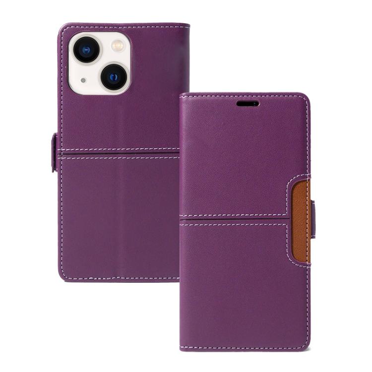 

For iPhone 14 Plus Magnetic Buckle Card Slot Leather Phone Case(Purple)