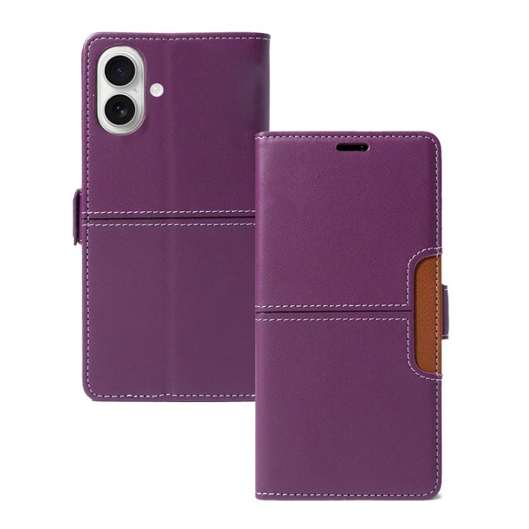 

For iPhone 16 Magnetic Buckle Card Slot Leather Phone Case(Purple)