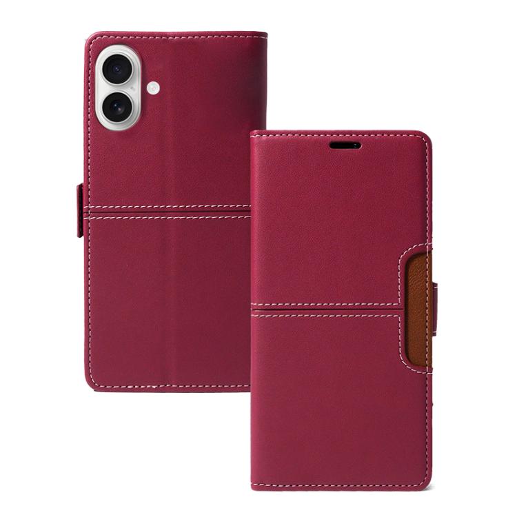 

For iPhone 16 Plus Magnetic Buckle Card Slot Leather Phone Case(Red)